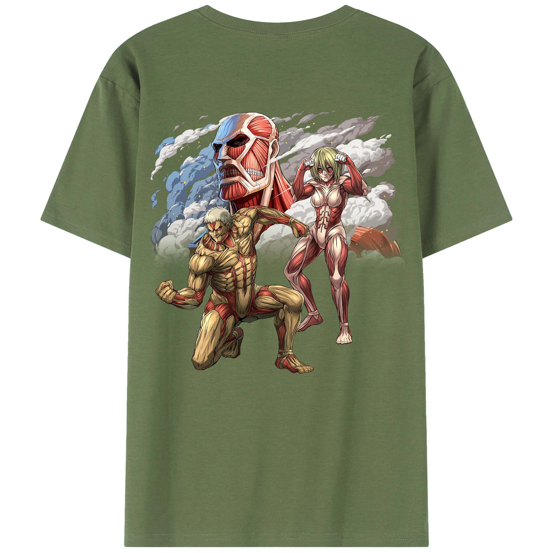 （画像用） 進撃の巨人 Attack on Titan 綿100％ メンズ半袖Tシャツ（バックプリント） 通気性